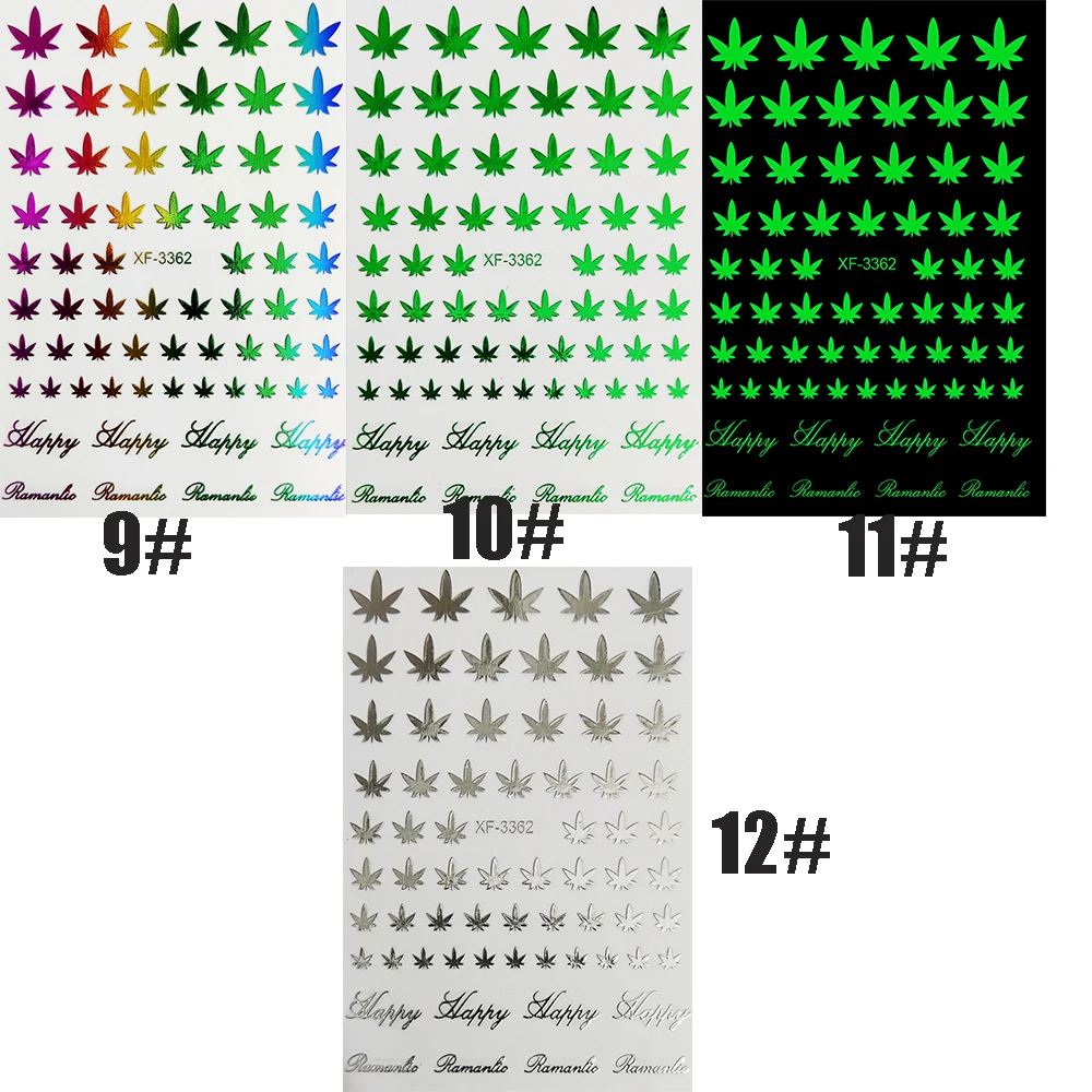 Nail Art 3D Decal Adhesive Stickers Pot Weed Leaf Nails Salon Manicure Decoration