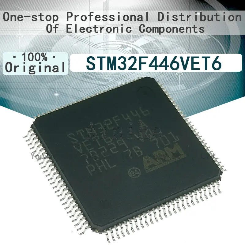 

5/Pcs STM32F446VET6 New Original SMD LQFP-100 32-bit microcontroller Microcontroller IC chip 180MHz 512KB（512K x 8）Flash memory