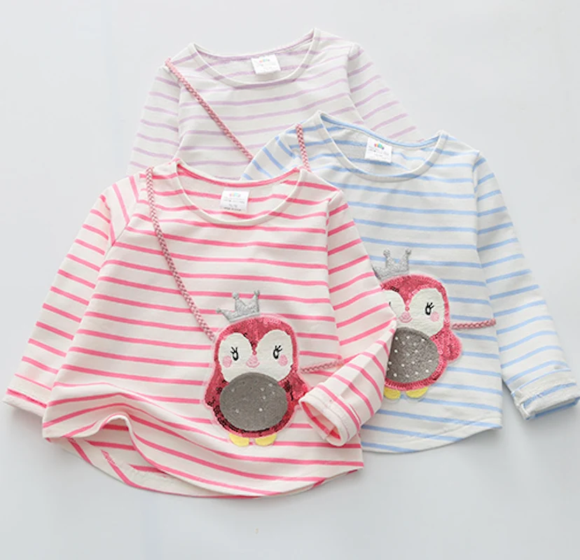 2024 Hot Sale Spring Autumn 2 3 4 6 8 10 Years Kids Clothes Long Sleeve O-Neck Strip Girl Long Sleeve T-Shirt