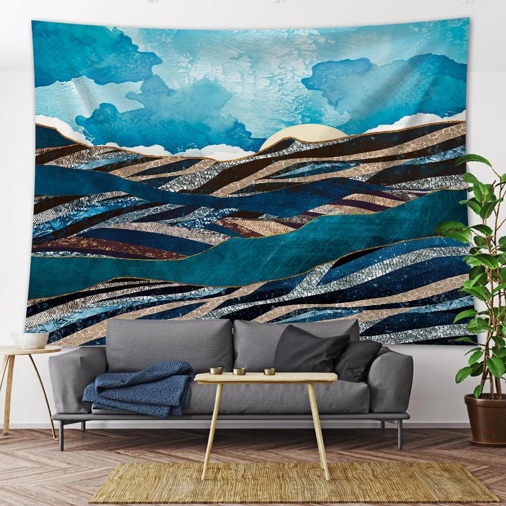 

Nordic mountains abstract wall hanging home decoration tapestry psychedelic scene bohemian wall decoration background cloth