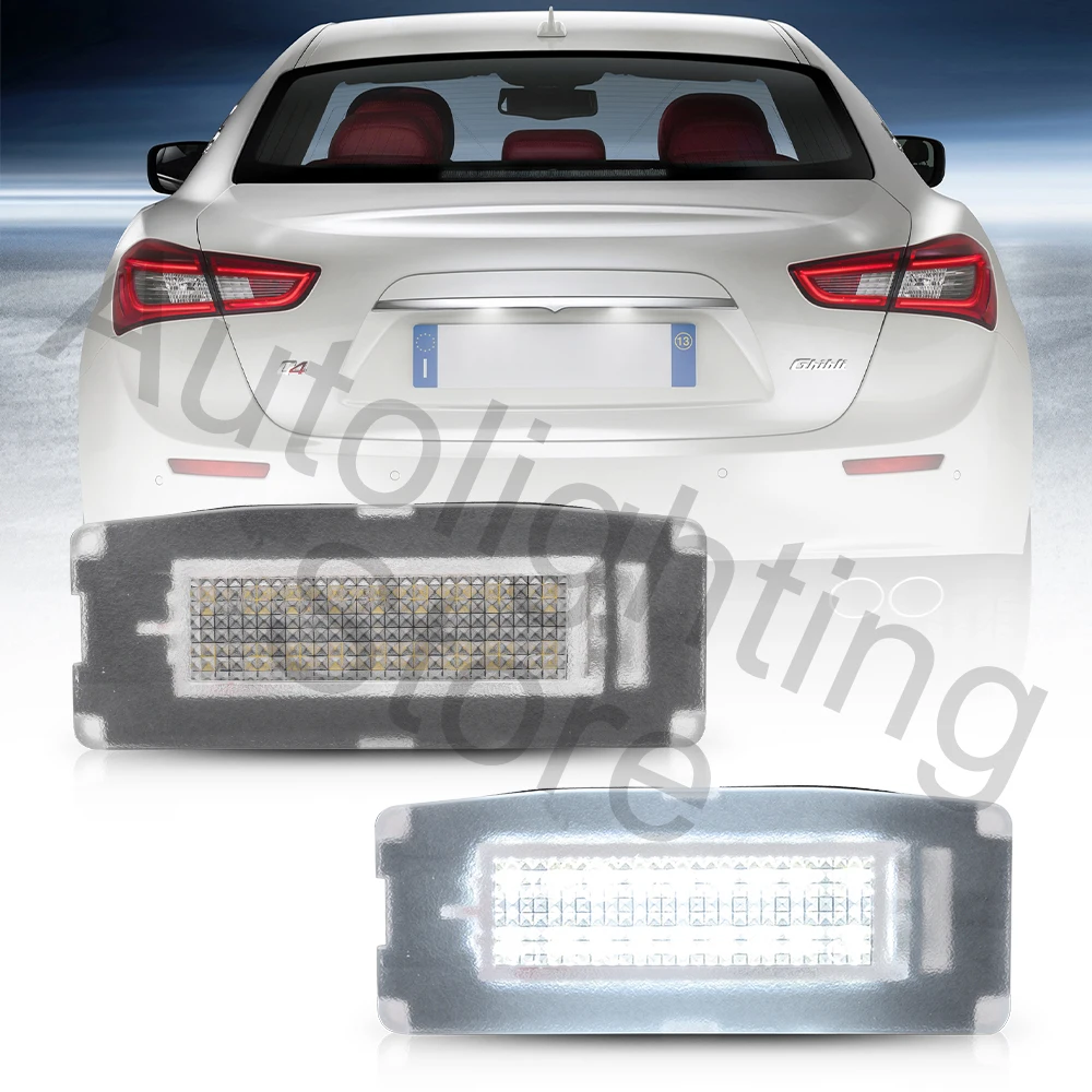 

2Pc For Maserati Ghibli M157 14 15 16 17 18 19 20 LED License Number Plate Light Registration Number Lamp Canbus No Error