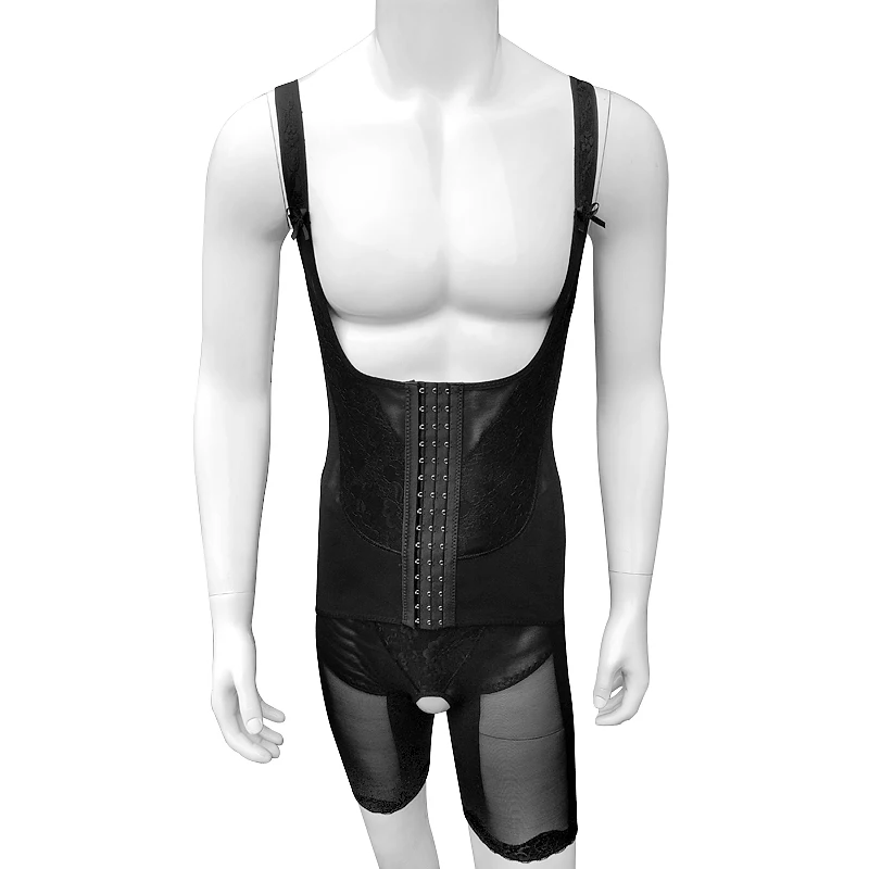 Máy Tập Toàn Thân Nam Bodyshapers Gợi Cảm Khử Xắn Áo Móc Giảm Béo Mở Đáy Quần Bodysuit Underbust Mô Hình Dây Đeo