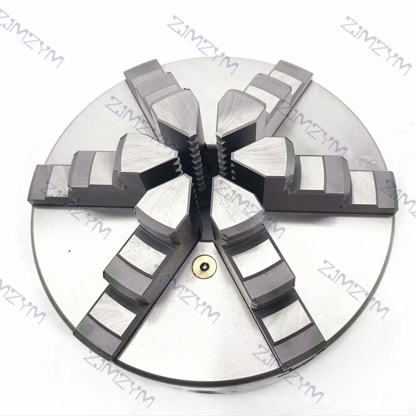 200mm 6 Jaw Lathe Chuck Self-Centering 8'' K13-200 Hardened Reversible Sloped Jaw Mounting Tool For Drilling Milling Woodworking