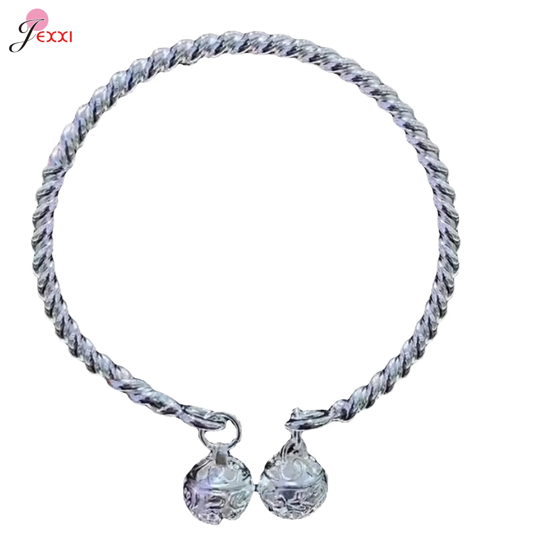 New Arrival Fashion 925 Sterling Silver Needle Knitted Twisted Bells Charms Bracelet & Bangle for Women Men Cuff Jewelry Bijoux