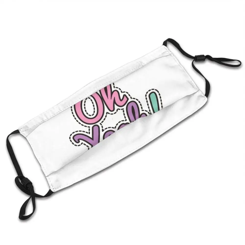 Oh Yeah Hand Written Words Custom Pattern Washable Filter Pm2.5 Adult Kids Mask Ohyeah Hand Written Words Pink Green Purple