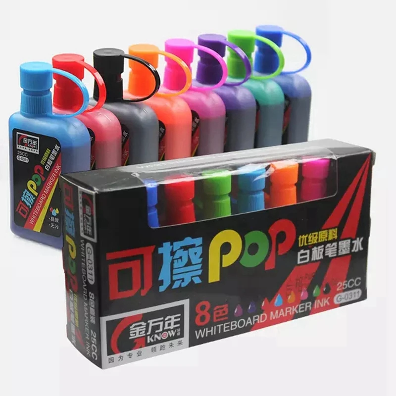 KNOW POP Whiteboard Marker/Ink 8 Colors 5/12mm Water-based Repeated Filling Erasable Pen Advertising/Poster Pen G-0622/0625/0311