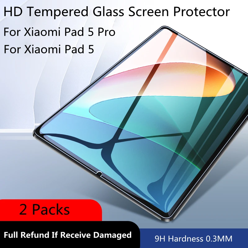 

2Pcs 0.3mm 9H HD Tempered Glass For Xiaomi Pad 5 Pro 11 inch 2021 MiPad Mi Pad Pad5 5Pro Tablet Explosion Proof Protective Film