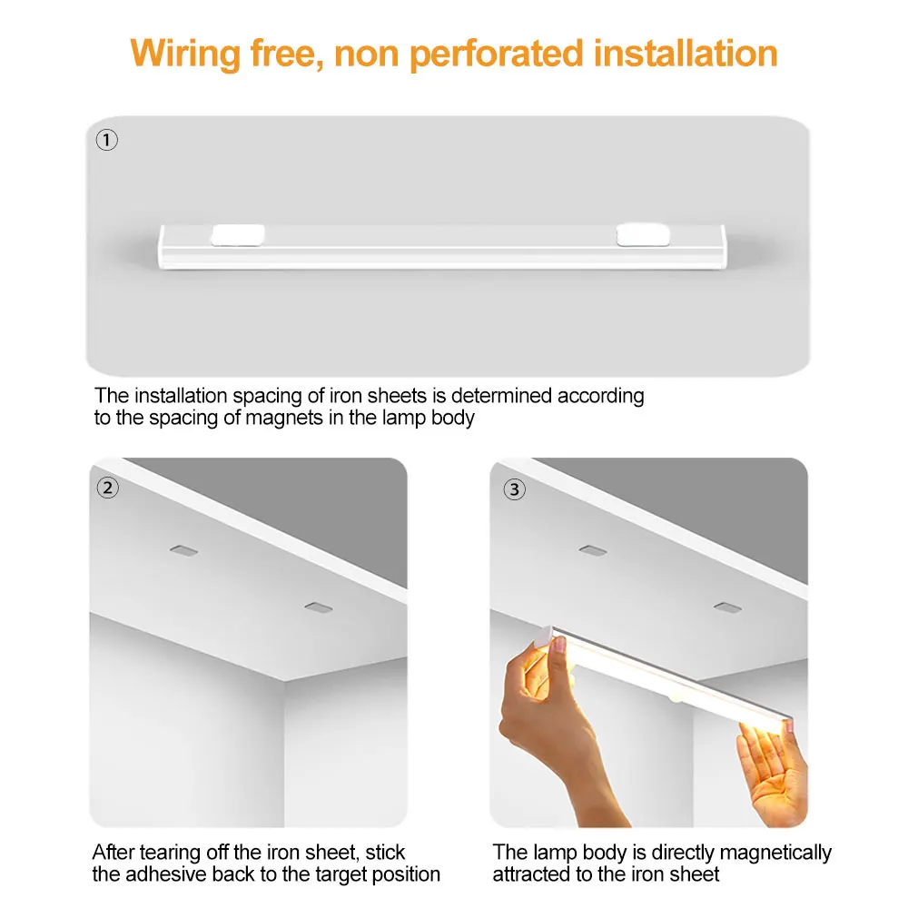 Imagem -05 - Pir Sensor de Movimento Luz Ultra Fino Magnético Usb Recarregável Escadaria Iluminação Led Strip & Humano Indução Noite Luz 14 20leds