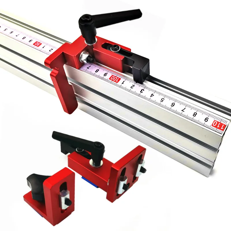 300-800mm Aluminium Profile Fence Miter Fence Stopper T-tracks and Sliding Brackets Miter Gauge Fence Connector for Woodworking