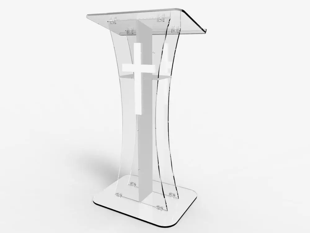 

Fixture Displays Podium crystal Clear Ghost Acrylic lecrern white Cross With cross Easy Assembly Required plexiglass