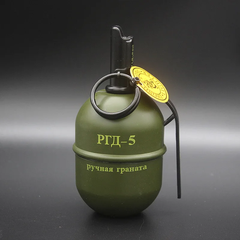 Direct Injection Lighter Military Grenade Lighter Windproof Gas Igniter, with Ashtray Desktop Decoration Cigarette Gift