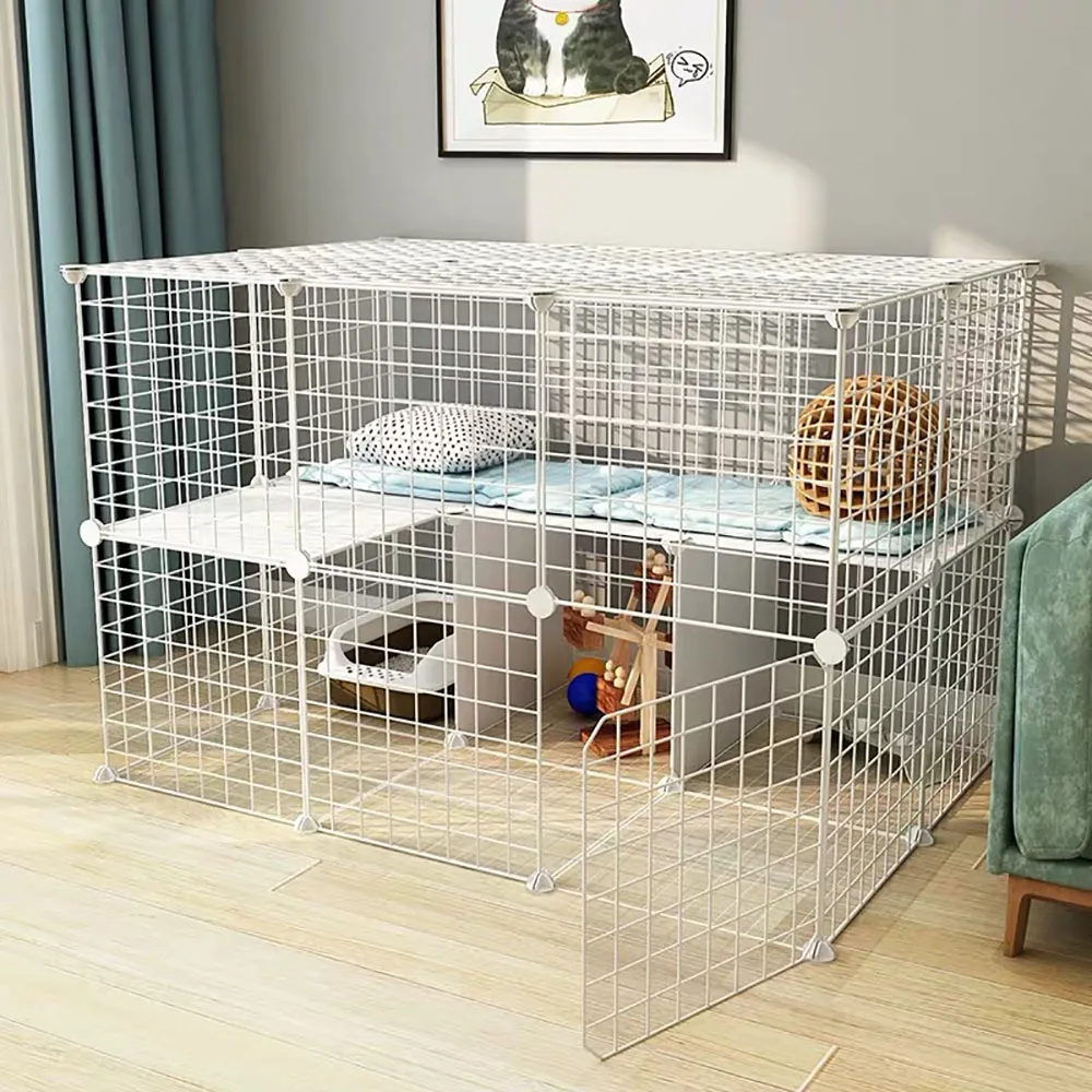 DIY Smalle Pets Cat House Indoor Iron Fence Playpen 35x35cm Sleeping Bed Exercise Living Room for Guinea Pig Rabbit Puppy Kennel