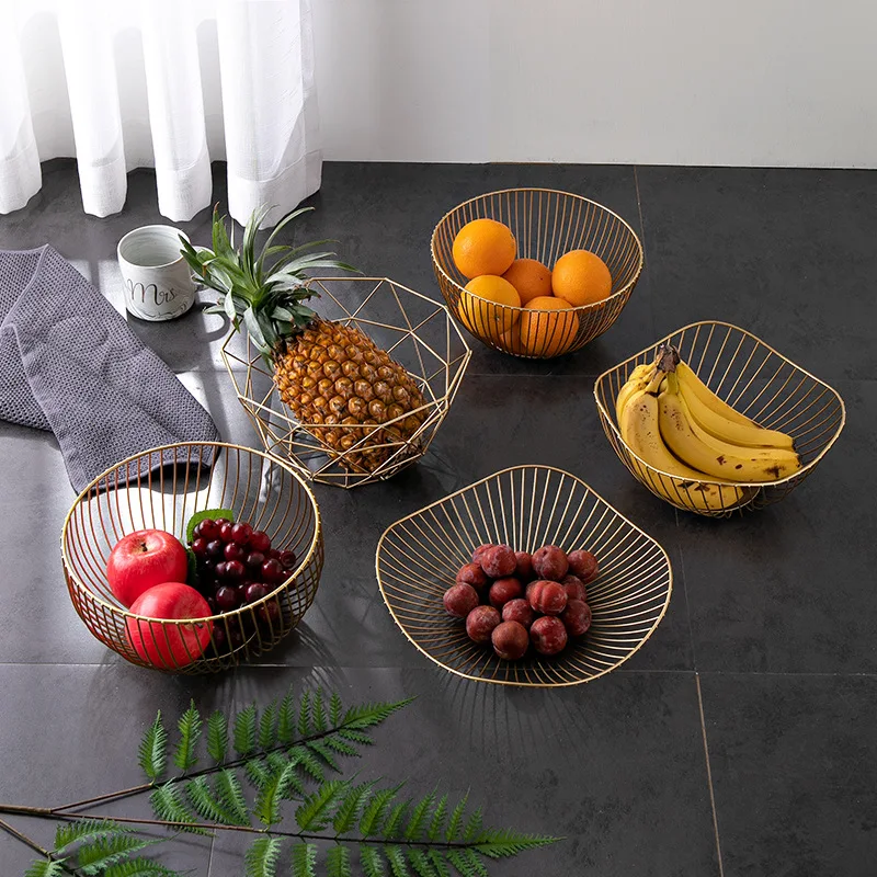 

Metal Wire Fruit Plate, Living Room Storage Basket, Kitchen Drain Rack, Vegetable Holder, Snack Tray Storage