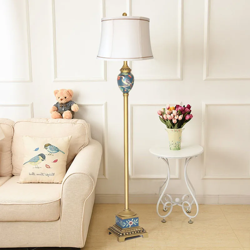 European Classical Mediterranean Sea Blue Led Floor Lamp Foyer Sofa Corner Reading Night Light H 160/165cm D20