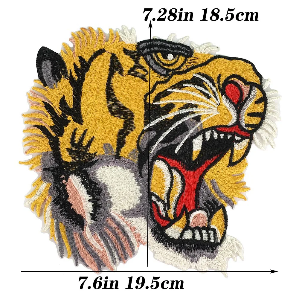 Vendita calda! Patch di T-Shirt ricamate animali Lion Tiger per casco moda per la schiena intera di giacche Patch per motociclista