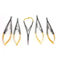 Agujas Castroviejo para implante de ortodoncia quirúrgico Dental, herramienta de 14cm y 16cm/recto/curvo para elegir el precio por 1 Uds.