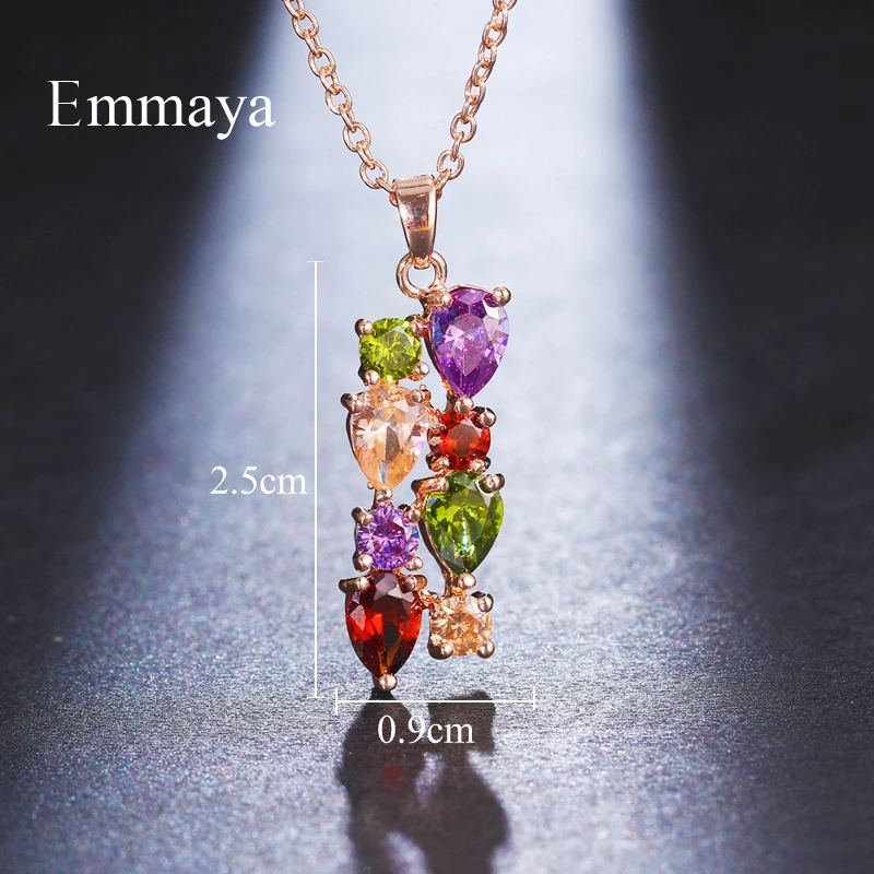 Emmaya Simple Style Double Row Zirconia Necklace For Female Fashion Decoration Bridal Party Colorful Jewelry Delicate Gift