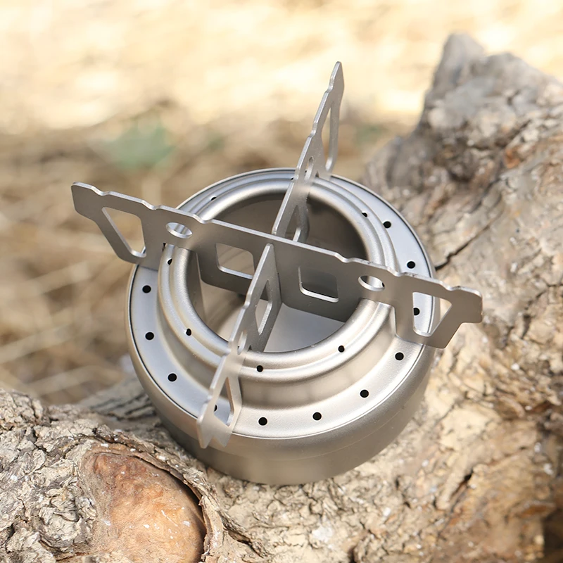 Tiartisan Outdoor Camping Hiking  Mini Liquid Alcohol Stove Ultralight Portable Titanium Stove with Rack