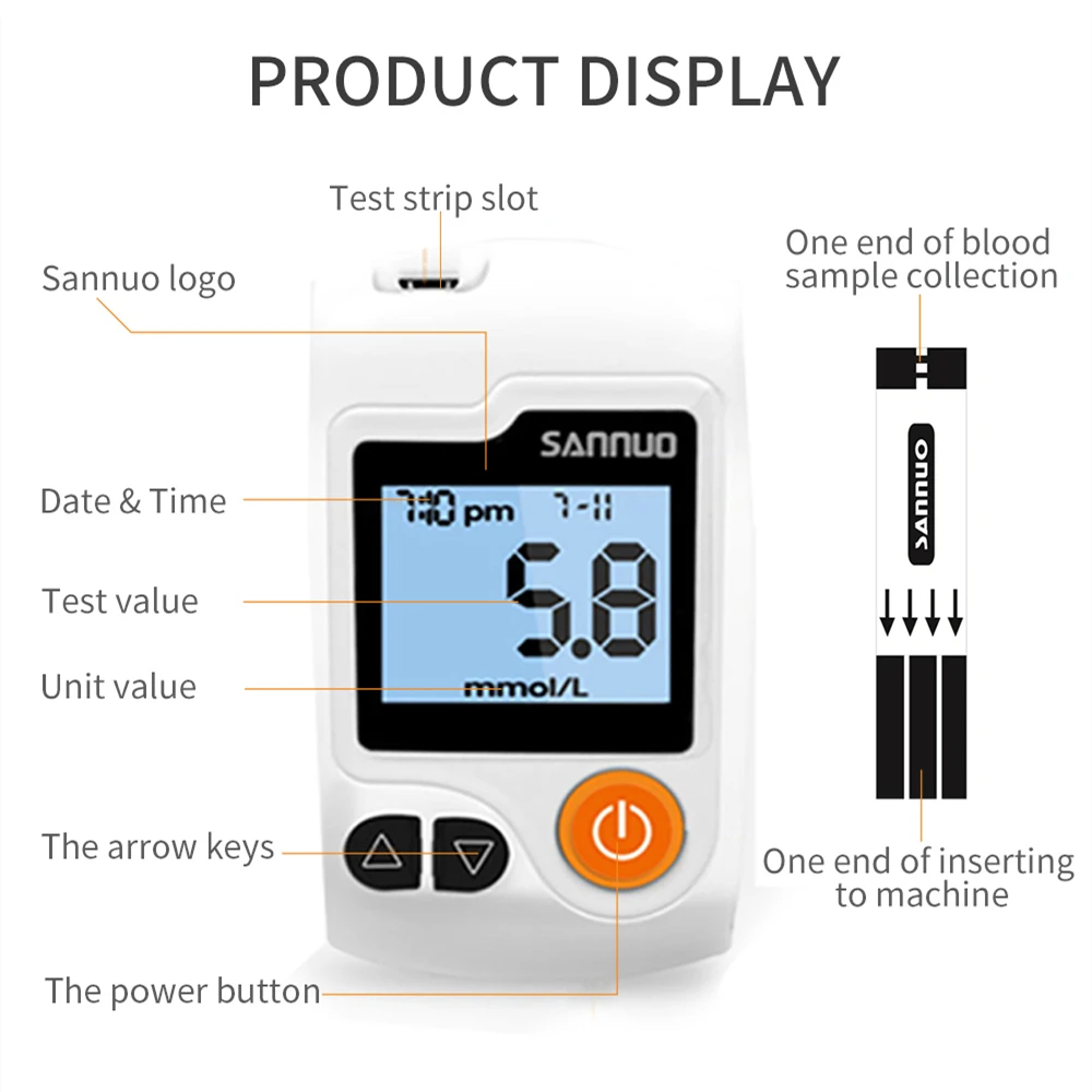 Bild 3: Sinocare GA 3-Blutzuckermessgerät-Set mit Teststreifen, Nadeltest für Diabetes, Glucometer