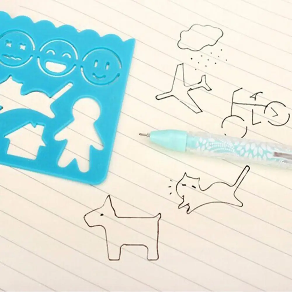 4Pcs Template Image Ruler DIY Paper Card Craft Painting Stencil Drawing Tool Drawing ruler drawing template School supplies