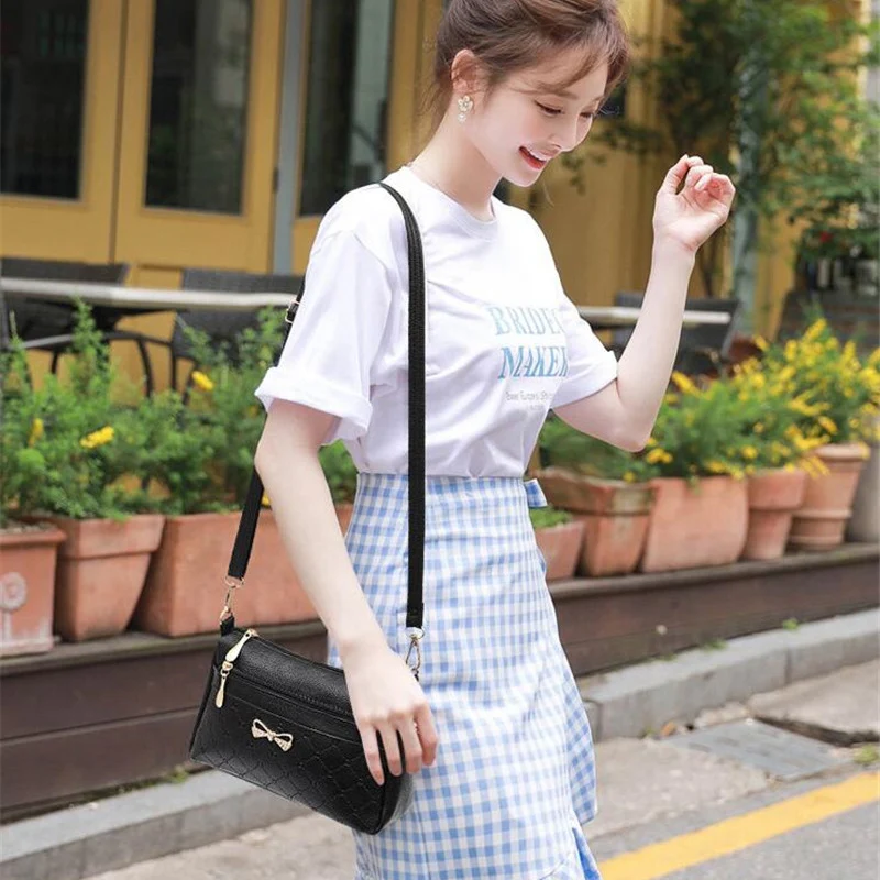 Women Bowknot Leather Small Handbags Female Shoulder Crossbody Bag High Quality Ladies Messenger Purse Tote