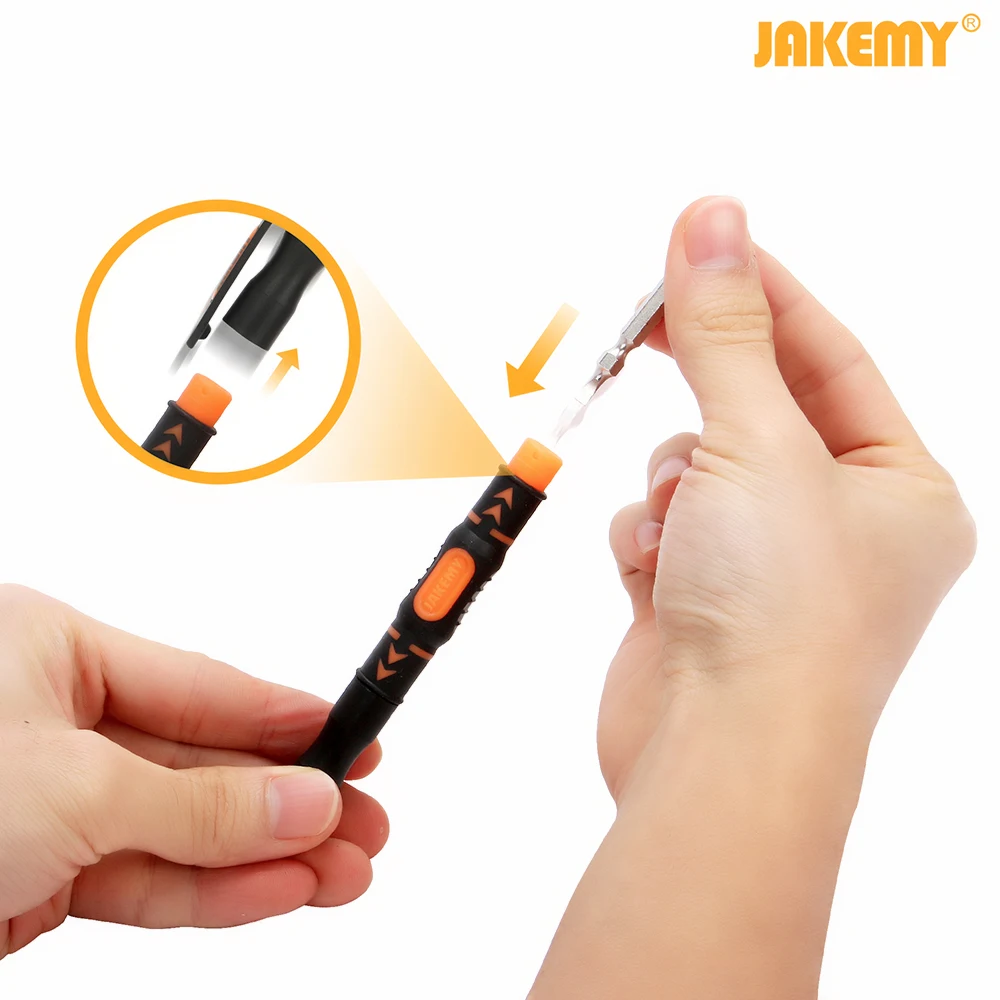 Jakpadrão caneta de chave de fenda dupla, portátil, 3 em 1, com pontas magnéticas de duas vias, fenda e brocas phillips, kit de ferramentas de reparo diy