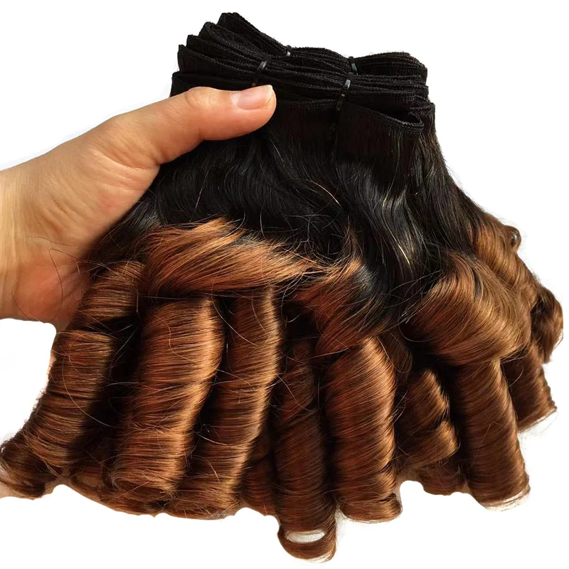 Rambut Brasil Berombak Besar 4 Ikat dengan Penutup Berikat-ikat Rambut Manusia Berwarna Ombre dengan Penutup Rambut Manusia Remy