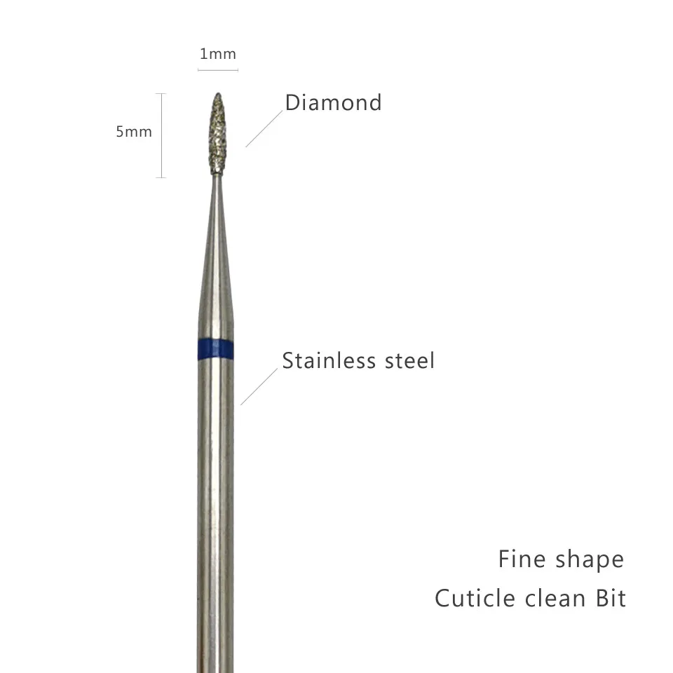 HYTOOS Extra Fine เพชรเจาะเล็บบิต 3/32 "Rotary Diamond Burr Cuticle ทําความสะอาด Bits อุปกรณ์เจาะเล็บเล็บ Mills เครื่องมือ