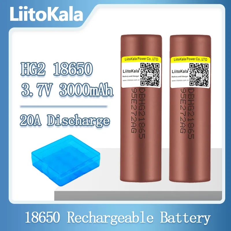 1-30pcs LiitoKala HG2 18650 3000mah High power discharge Rechargeable batteries power high discharge,30A large current