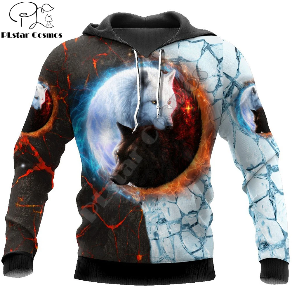 

Yin Yang Ice And Fire Wolf Art 3D Printed Autumn Men Hoodies Unisex Casual Pullover Zip Hoodie Streetwear sudadera hombre DW0529