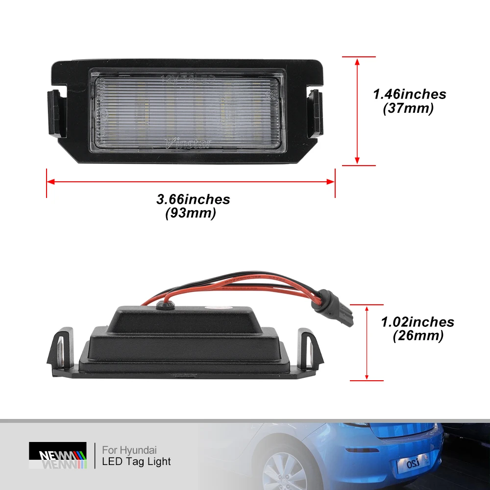 For Hyundai I20 PB 2008 2009 2010 2011 2012 2013 2014 LED License Plate Lights Canbus Rear Tag Lighting Registration Lamp