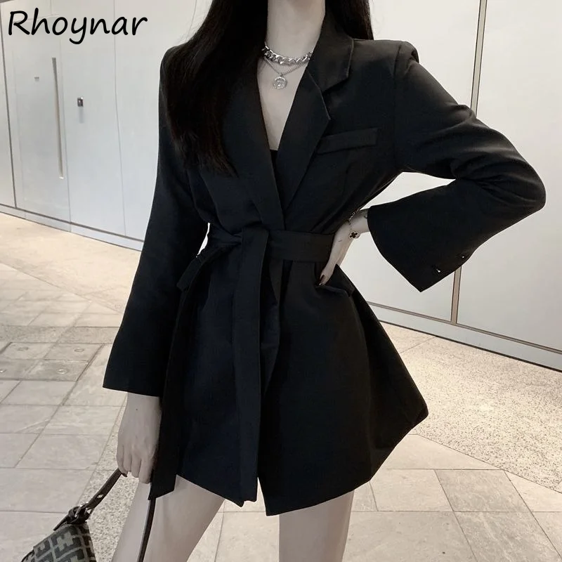 Blazers Women Black Slim College All-match Fashion Harajuku Clothing Spring Outwear Vintage Leisure Single Button Office Lady