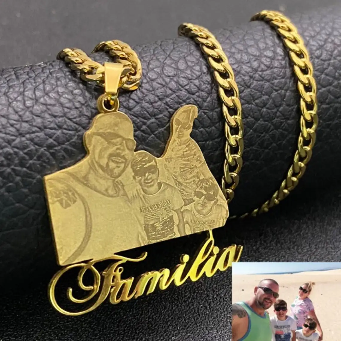 

2021 New Personalized Name Photo Necklace Portrait Nameplate Custom Necklace with Cuban Chain for Family Gifts Chocker Jewelry