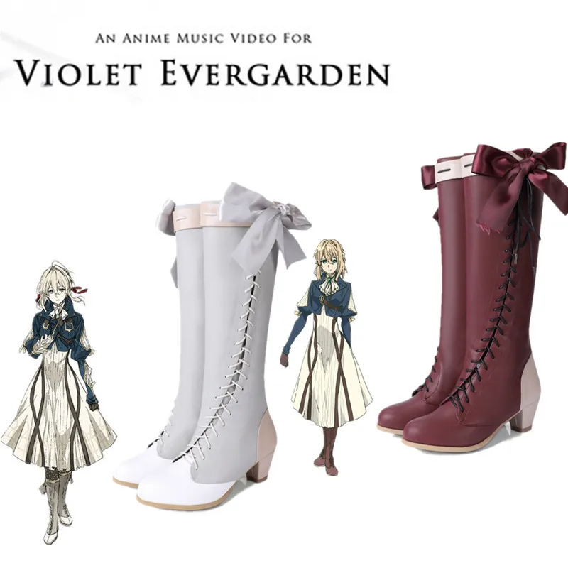 

New Anime Violet Evergarden Cosplay Shoes Violet Evergarden Boots Zipper-up Halloween Carnival Party Shoes for Women Size 33-44