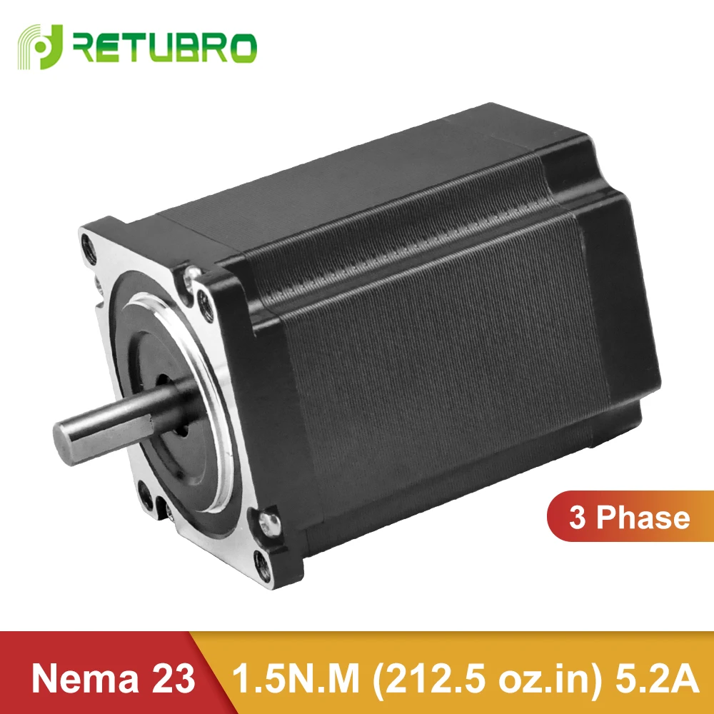 RETUBRO Stepper Motor Nema 23 57B2 3 Phase 1.2 Degree Open Loop 8mm Shaft diameter 3 leads Step Motor 1.5NM