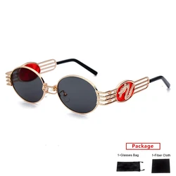 Mimiyou Alloy Oval Sunglasses Men Punk Chinese Dragon Sunglasses Women Mirror Sun Glasses Women Brand UV400 Eyeglasses Shades