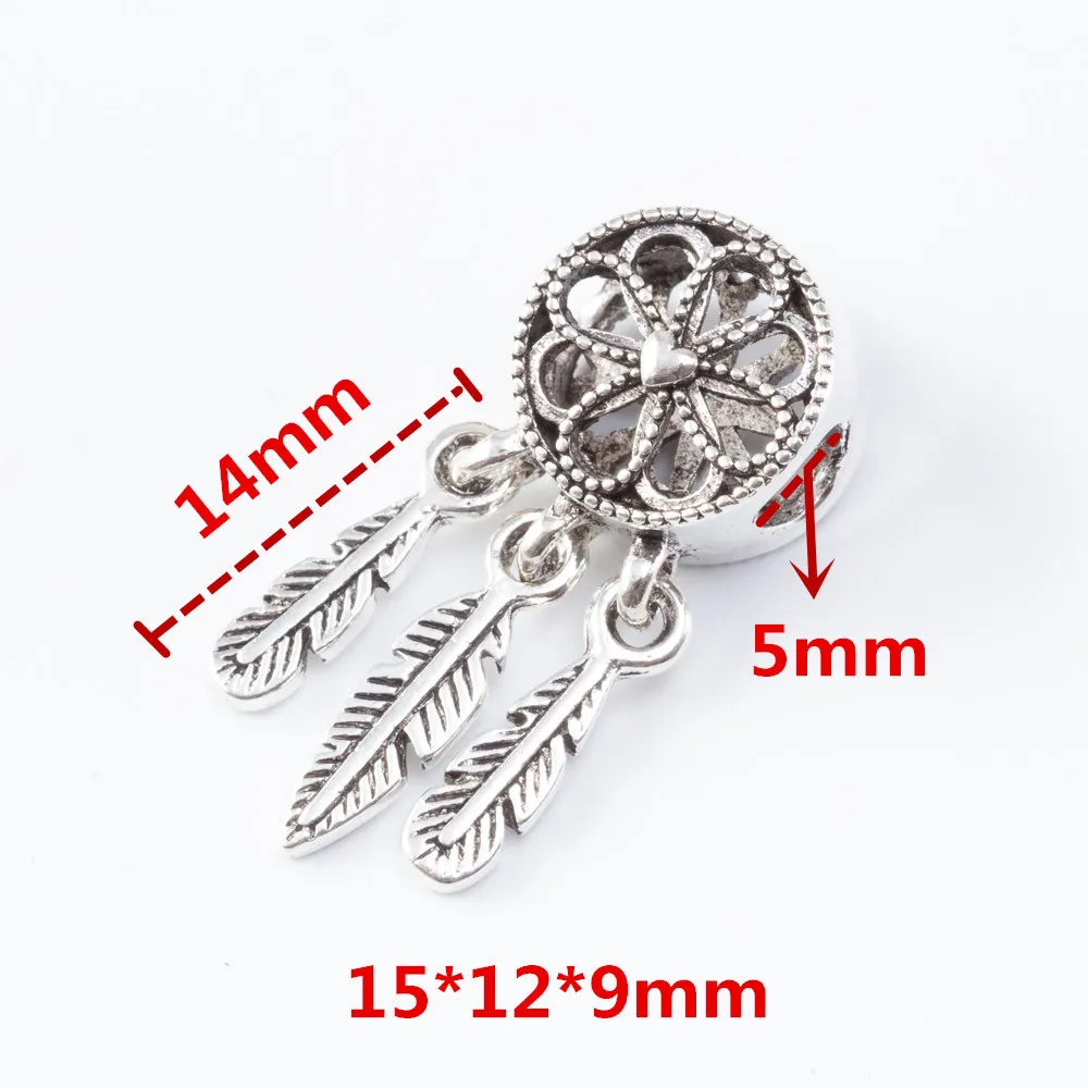 5Pcs/Lot  Silver Plated DIY Leaves Bead Charm  Fits for Pandora European Jewelry Bracelet js2220