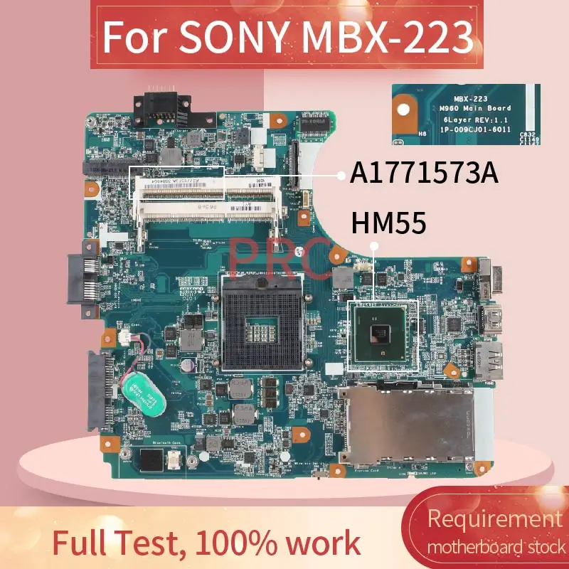 A1771573A Cho Sony VPCEB MBX-223 M960 Xách Tay Mainboard 1P-009CJ01-6011 HM55 DDR3 Laptop Bo Mạch Chủ