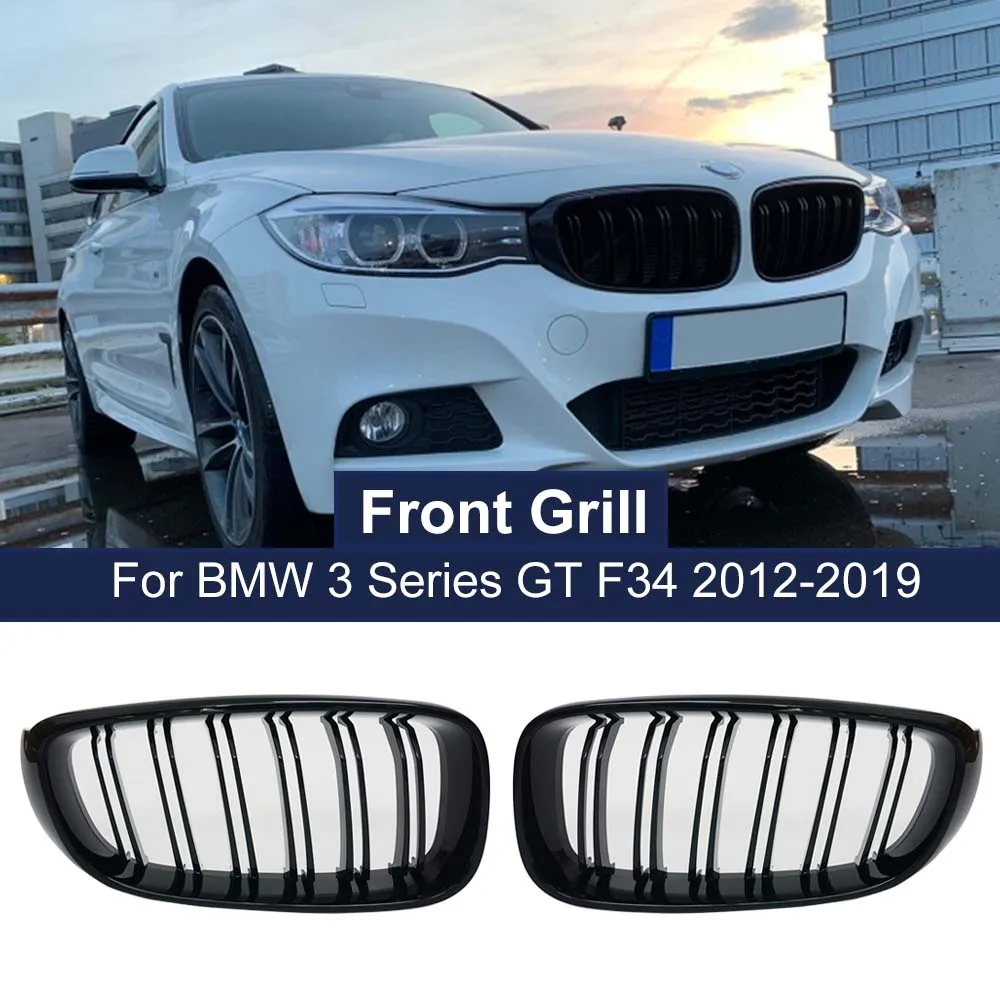 1 Pair High Quality Double Slat Grill Front Kidney Grille For BMW 3 Series GT F34 13-20 320i 328i 335i XDrive Replacement Grills