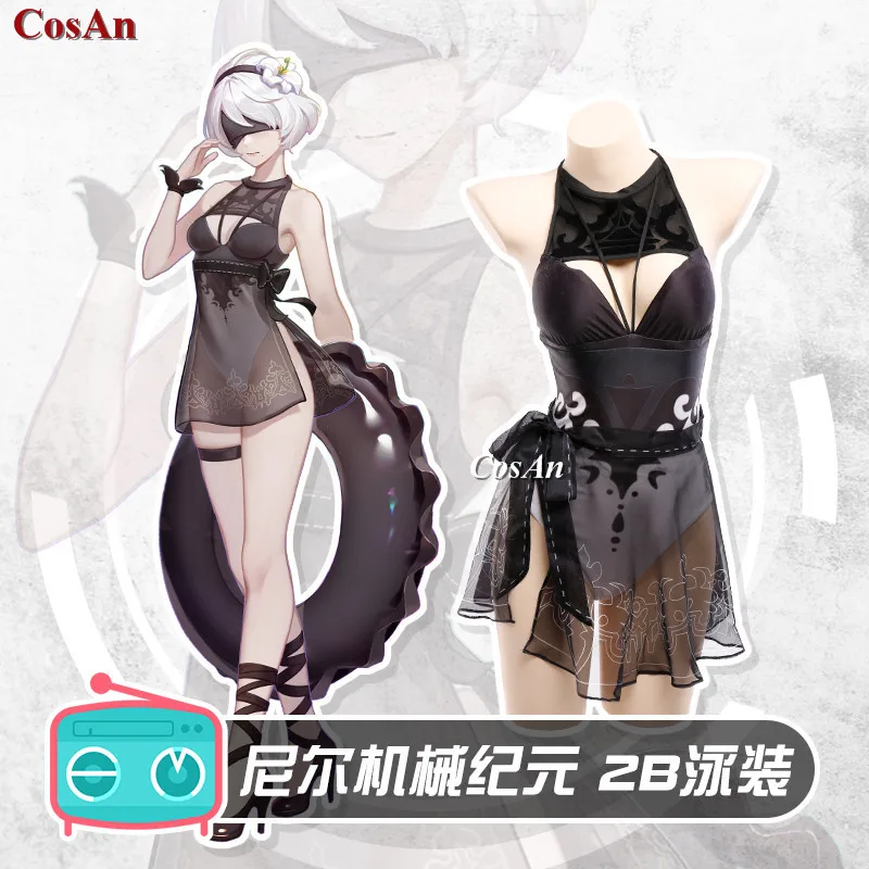

New Game NieR : Automata 2B Cosplay Costume Femlae Lovely Fashion Sexy Black Swimsuit Activity Party Role Play Clothing S-XL
