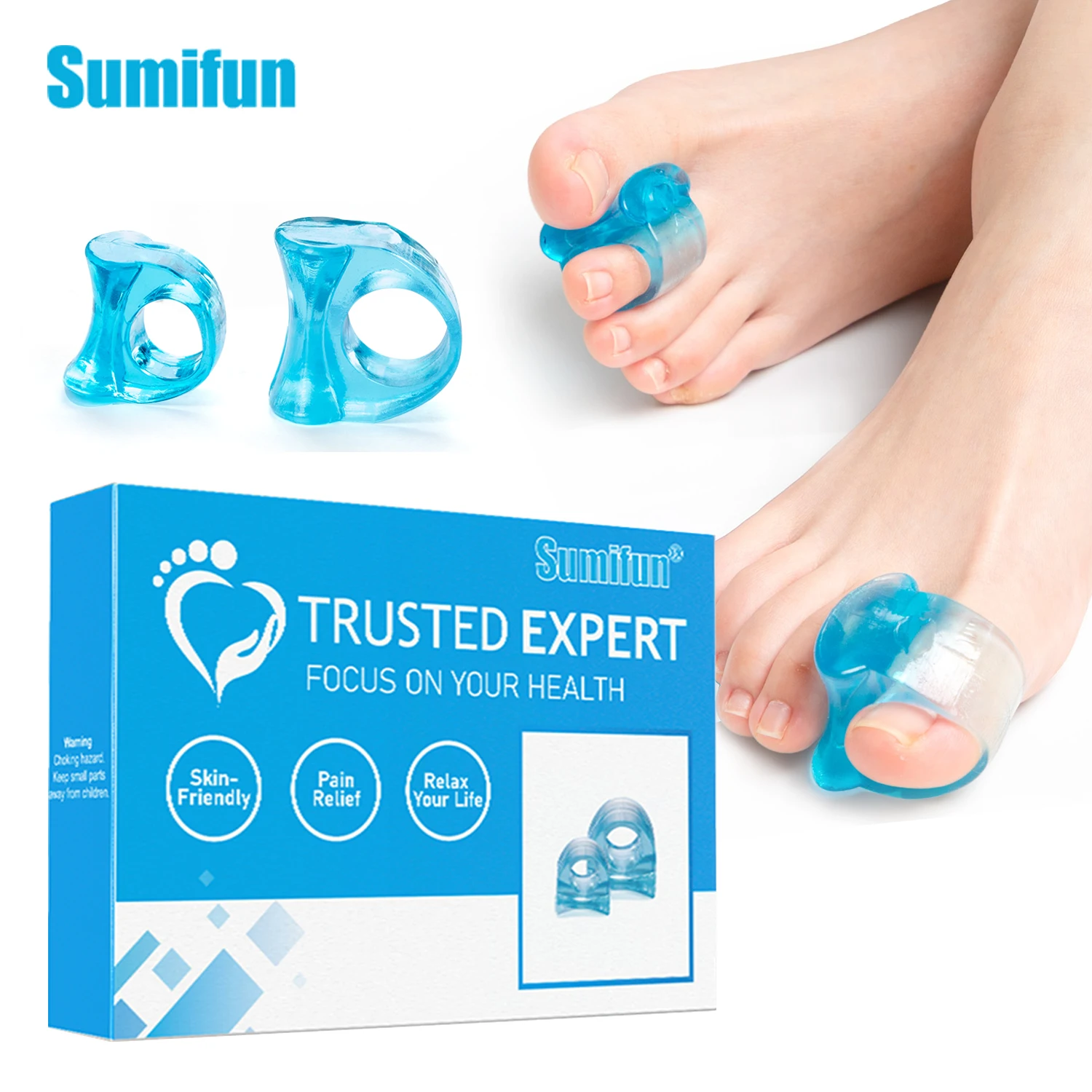 

16pc Transparent Blue Toe Separator Spacers Hallux Valgus Corrector Insoles Thumb Overlapping Orthopedic Foot Care Tool Pedicura