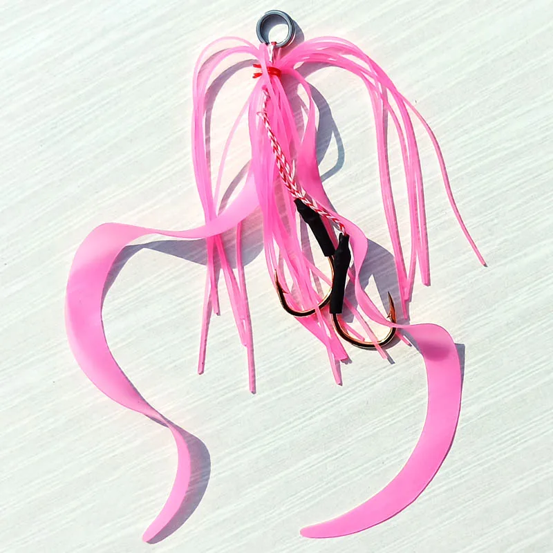 10pcs Kabura Snapper Silicone Skirt Assist hook jigging hook sea fishing hook Jig head fishing hook super strong