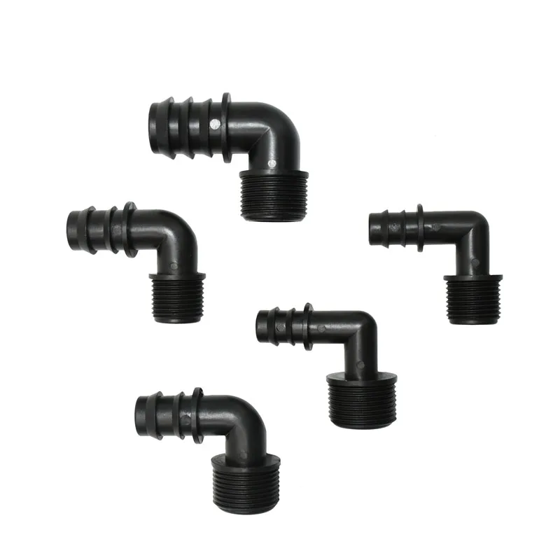 Male 1/2 3/4 to 16mm 20mm 25mm elbow barb connector 90 degrees water connector 1/2 3/4 25mm hose adapter 4pcs