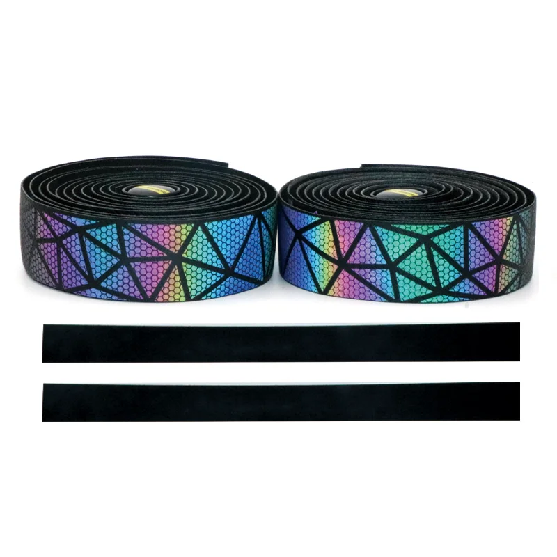 Bicycle Handlebar Tape Change Color Reflective PU+EVA Leather Dimming Sticker Belt Mountain Bike Anti-Vibration Handle Bar Tapes