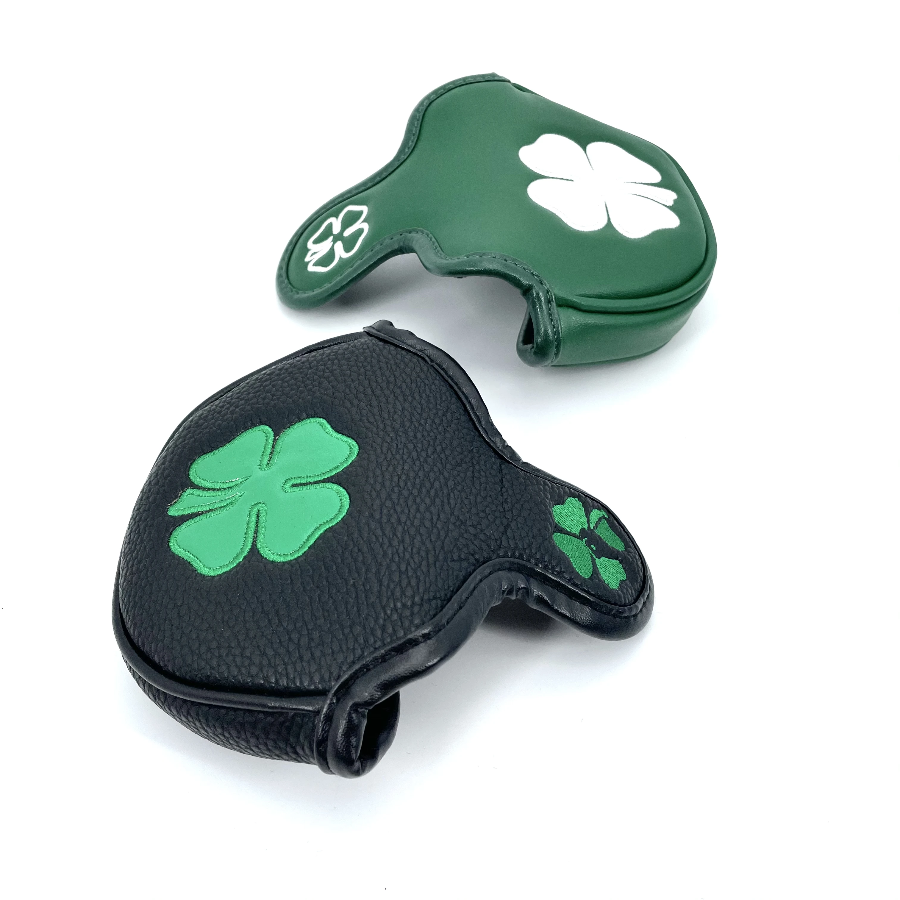 1pc Clover Pattern Golf Putter Cover PU Leather Golf Mid Mallet Putter Club Head Cover with Magnetic Closure