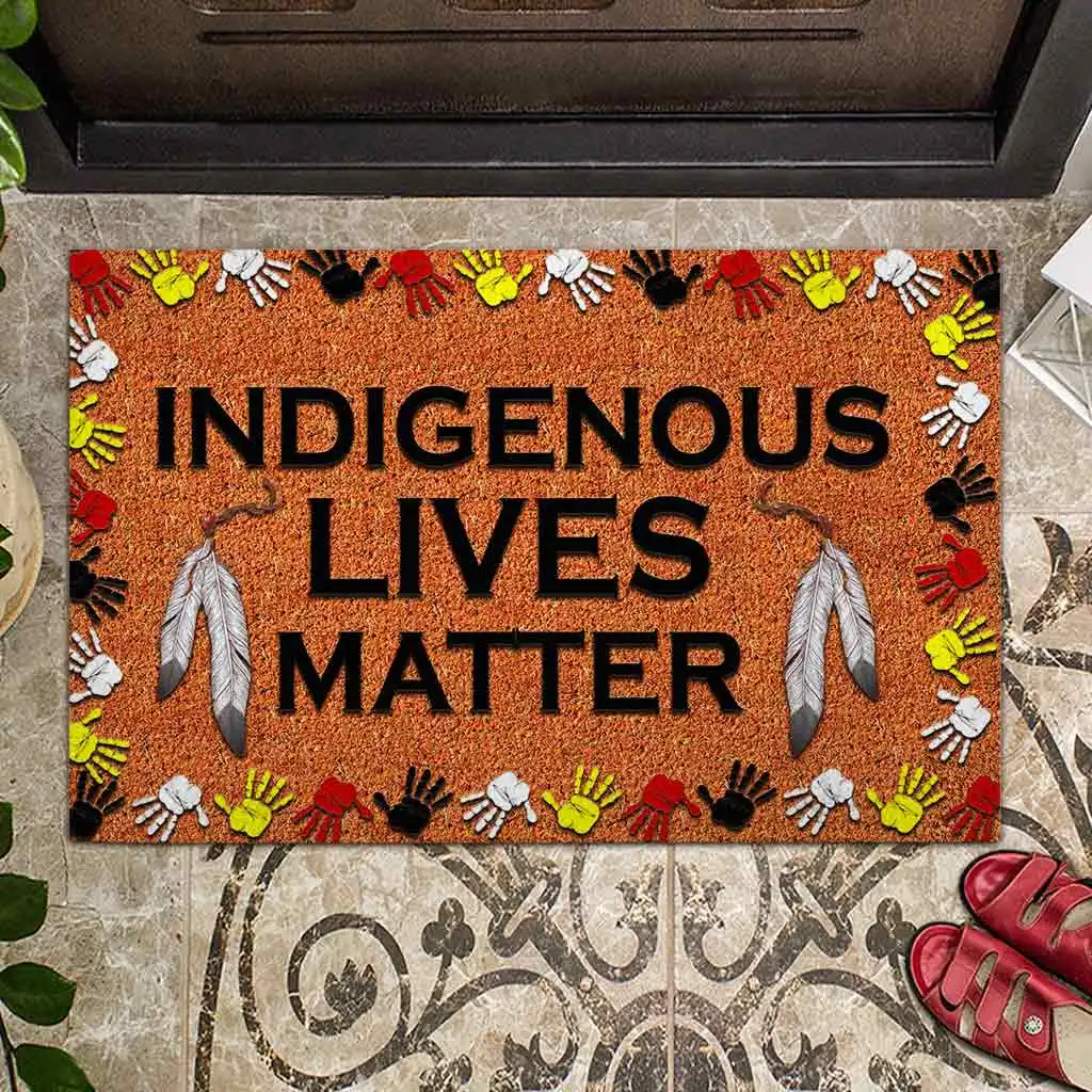 Indigenous Lives Matter Coir Pattern Print Native Doormat 3D Printed Non Slip Door Floor Mats Decor Porch Doormat