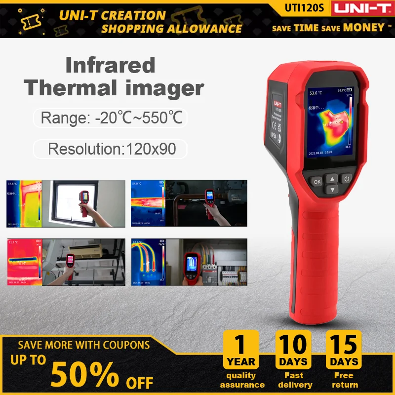 UNI-T ตรวจจับความร้อนด้วยระบบอินฟาเรด UTi120S วงจร PCB ท่อทดสอบความร้อนในอุตสาหกรรมกล้องความร้อนของแท้