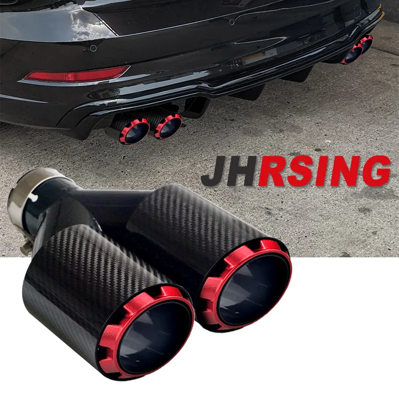 Upgrade Exhaust Tip Y Shape Double Outlet Carbon Fiber Nozzle Muffler for Universal car accessories No Logo