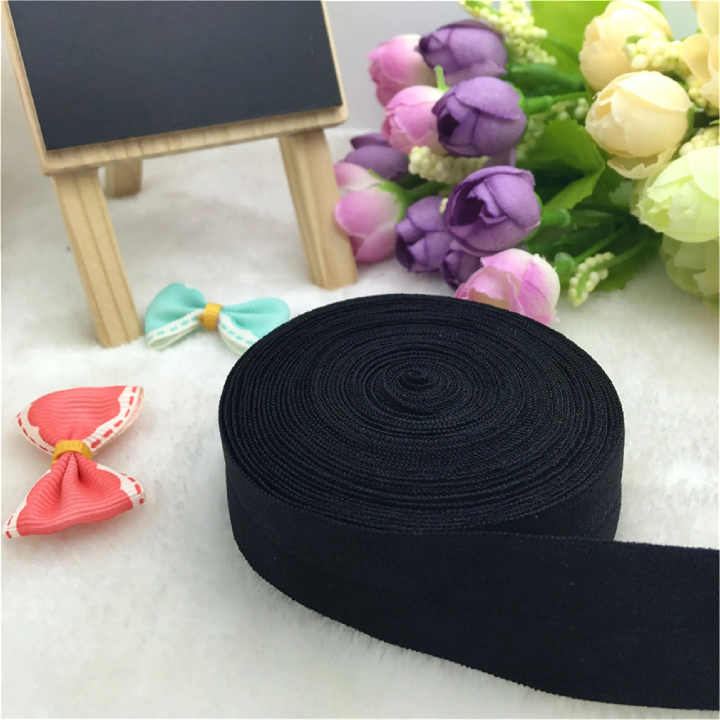 

Hot 3/5/10 yards 20MM 3/4" Black Multirole fold over elastic Spandex Satin Band DIY