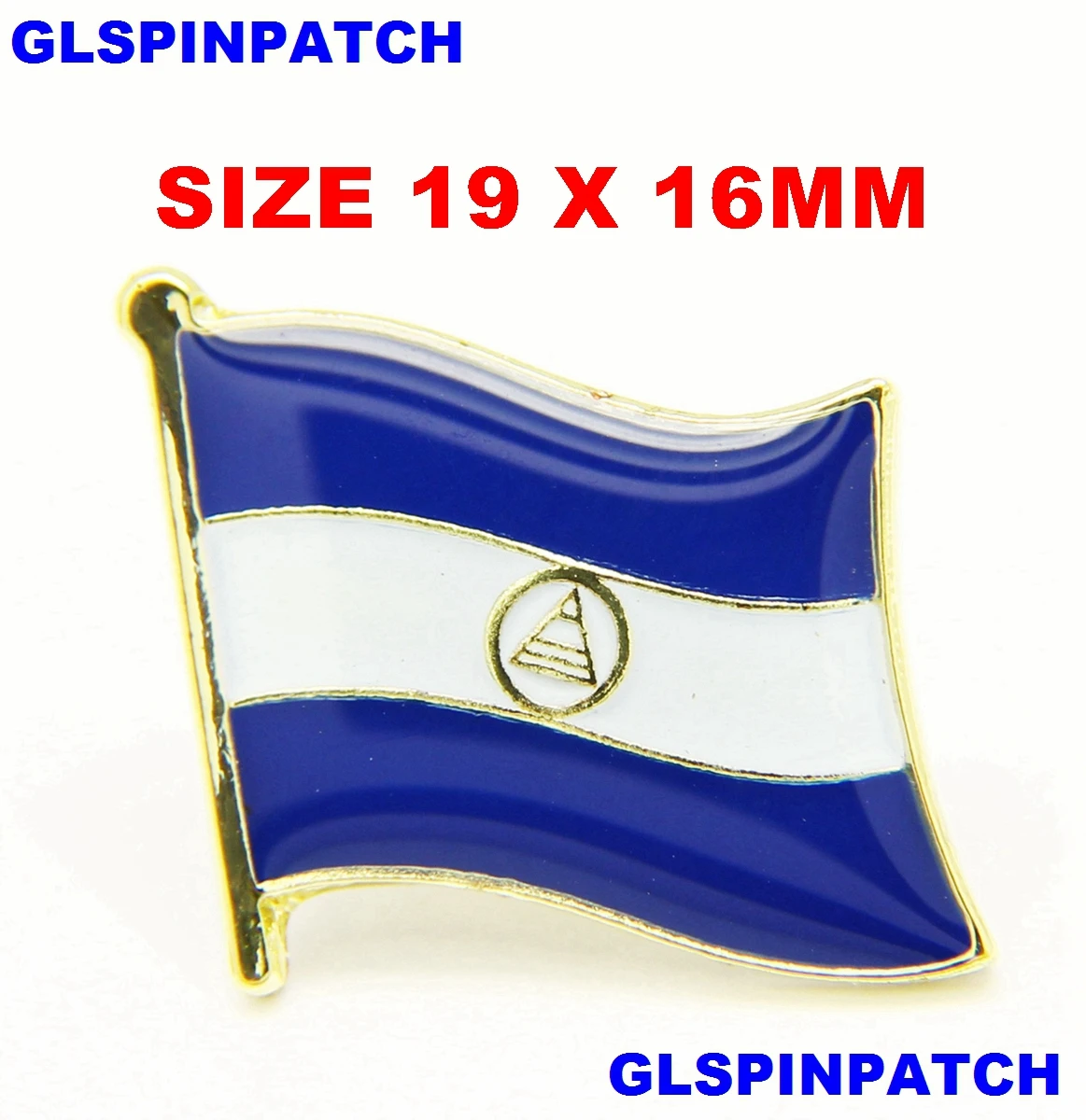 Nicaragua  FLAG Patch Rectangle Lapel Pin  iron-on embroidered applique Hook Loop Badge